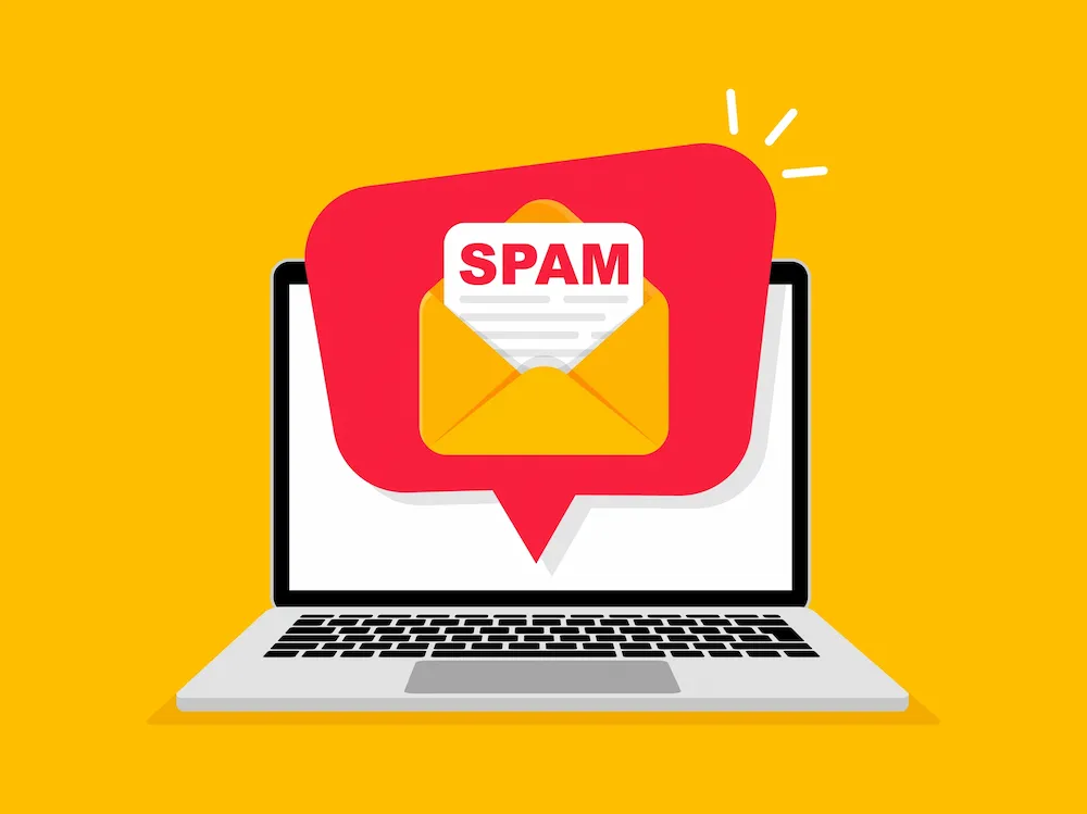 Concept of SPAM appearing on a laptop screen. When email marketing is not done correctly, it can lead to spam complaints and damage to the restaurant's reputation. Do not send emails to customers who have not voluntarily opted in to your restaurant's email list.