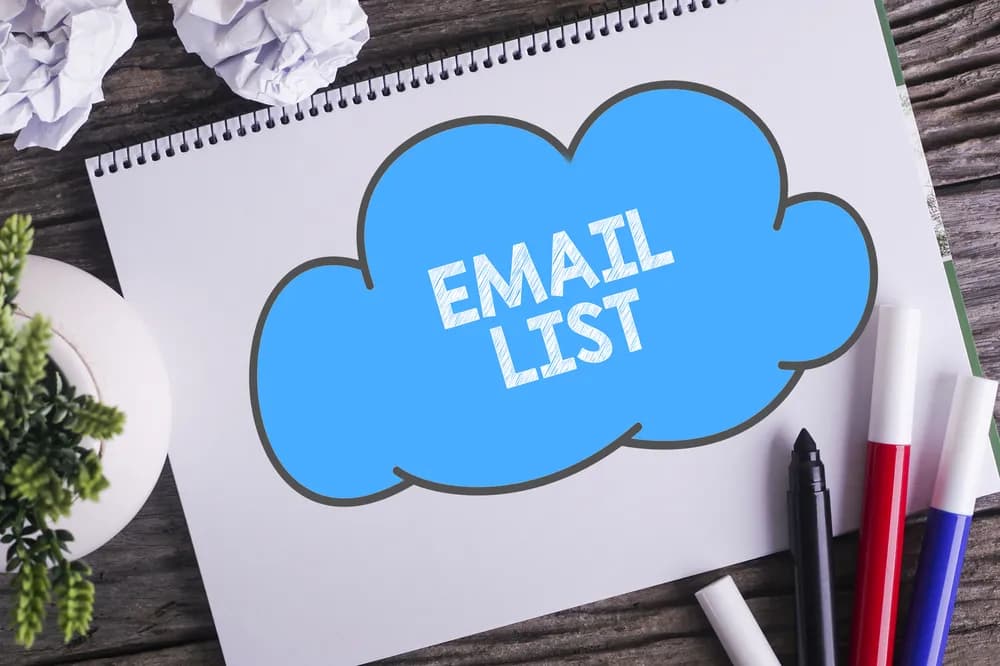 Graphic of the label Email List in a cloud representing the Internet. A restaurant email list is the foundation of any successful email marketing strategy.