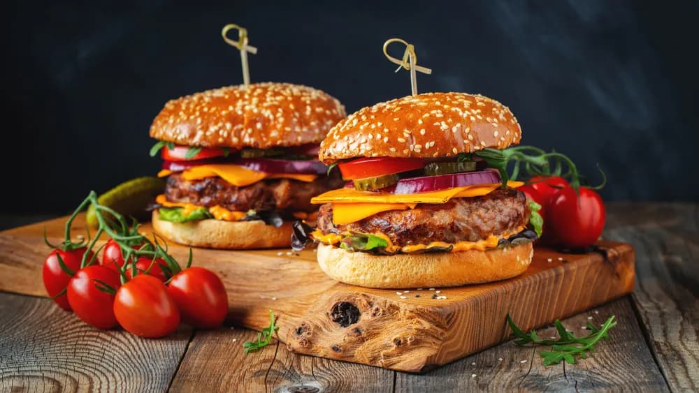 Saber cómo calcular el costo de la comida de un restaurante puede maximizar el potencial de ganancias de un restaurante, como se muestra en esta imagen de dos deliciosos platos de hamburguesas.