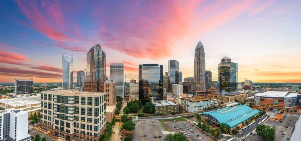 The Charlotte, NC skyline. Follow our guide to start your food truck business in Charlotte.
