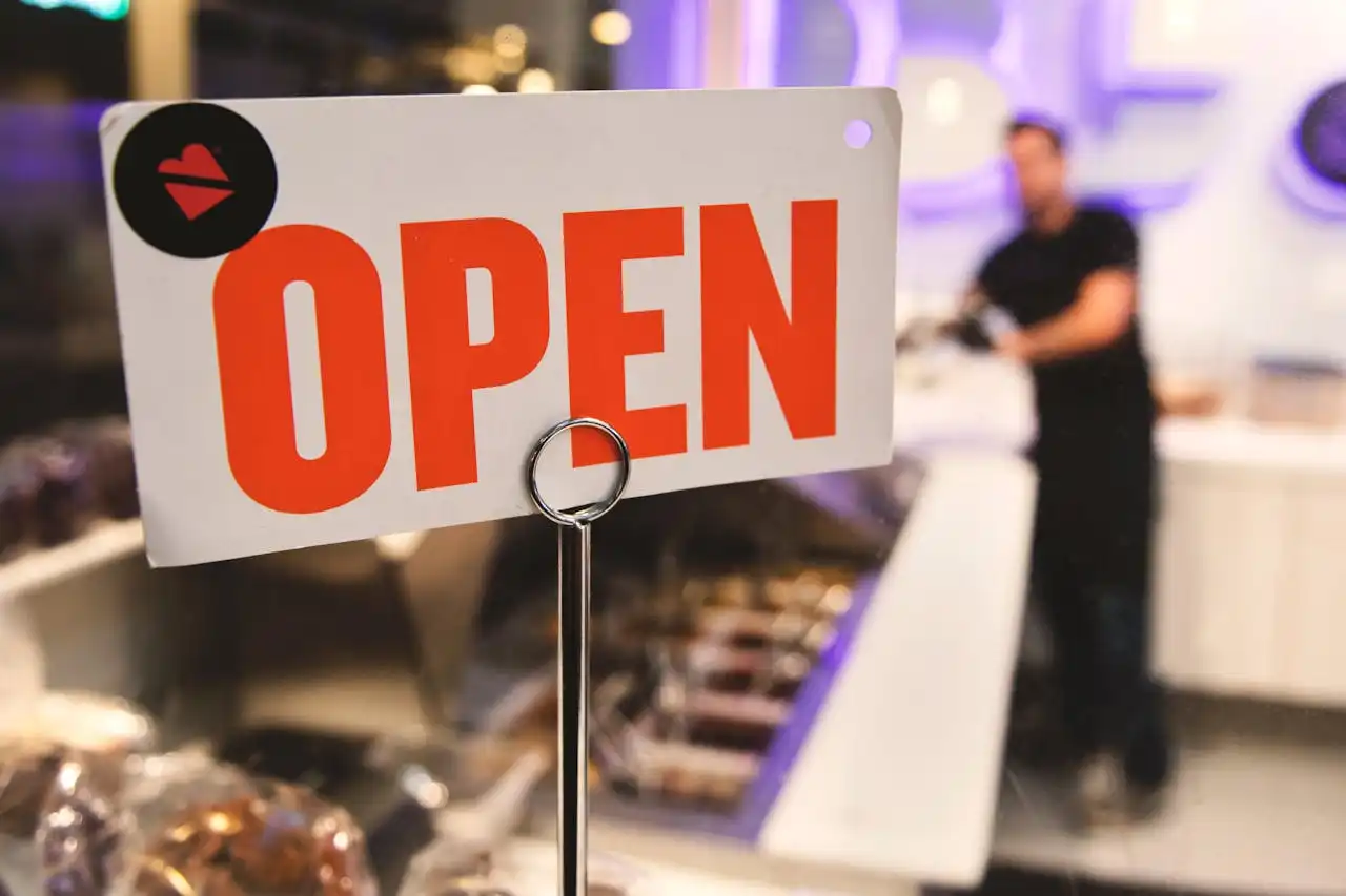 A sign at a restaurant in Los Angeles that reads 'OPEN'