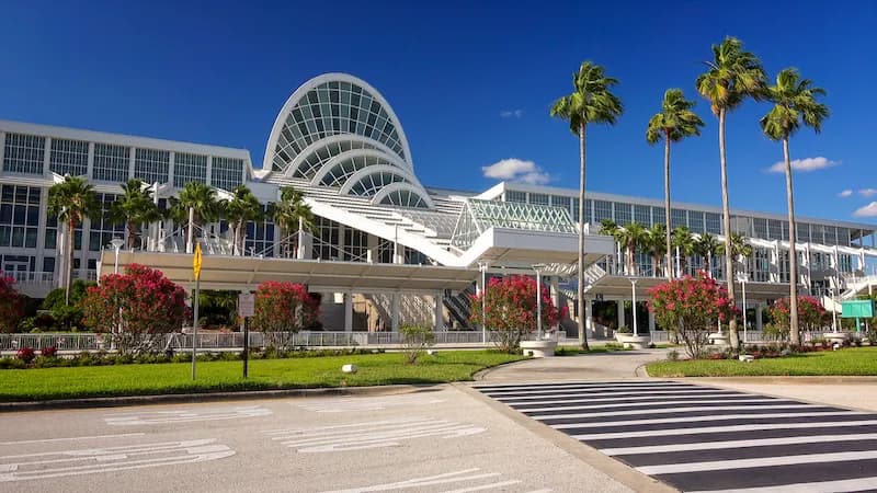 Orange County convention center in Orlando, FL. Part of how to start a food truck business in Orlando, FL is knowing where to park and sell.