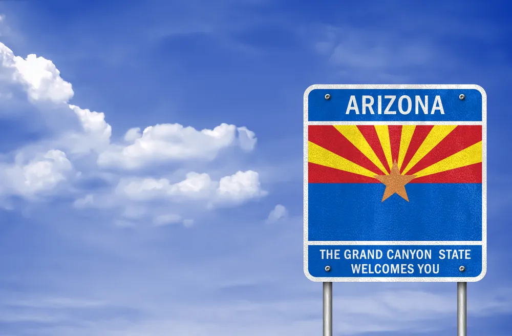 A highway sign for the state of Arizona. Phoenix is the capital of Arizona and a great place to start a food truck business.