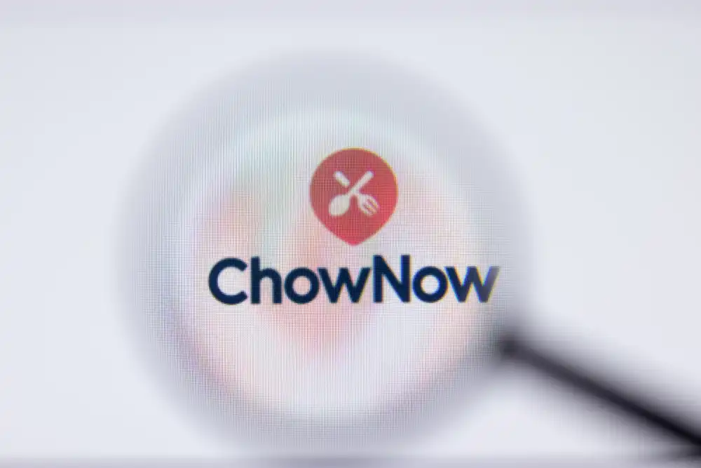 The food delivery app ChowNow is unique in that it doesn't charge a commission on orders. Instead, it charges a flat monthly fee. Image of ChowNow logo.