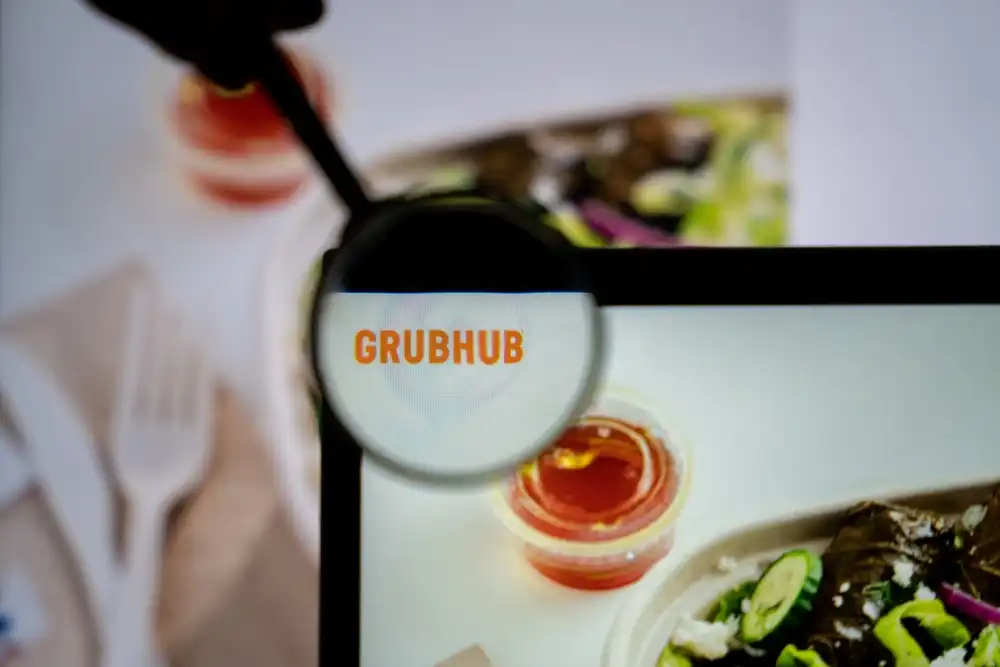 Grubhub is not the powerhouse food delivery app it once was, but it still has a strong presence in the northeast of the U.S. Logo of Grubhub.