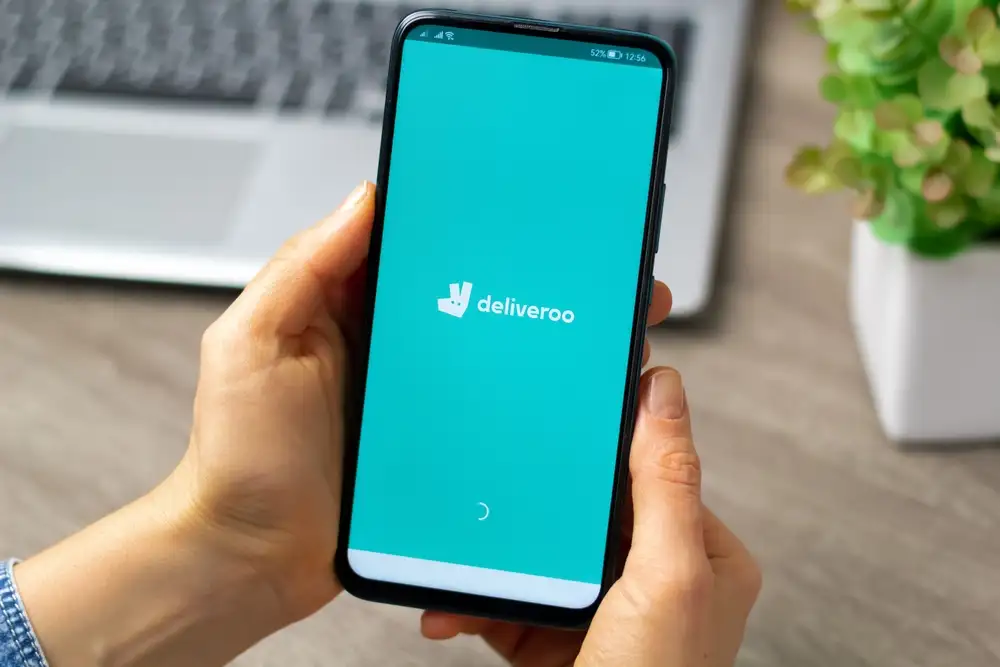 The food delivery app Deliveroo makes the list of what is the best food delivery app for a restaurant in Europe. As shown in this image of the Deliveroo app loaded on a food delivery app customer's phone.