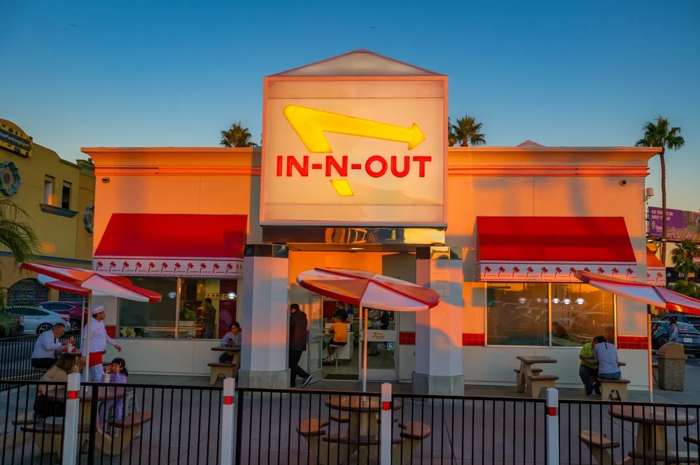 White, red, and yellow are the iconic colors of In-N-Out Burger's branding.